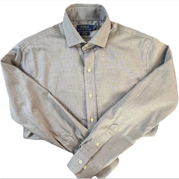 Polo Ralph Lauren Long Sleeve Gray Button Up Shirt Men’s Size 15 32/33 Slim Fit - Picture 4 of 8